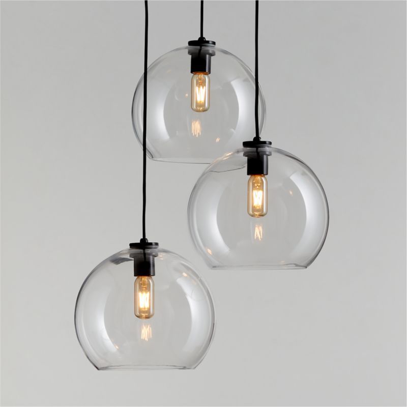 Arren Black 3-Light Pendant with Large Round Clear Glass Shades added by Spoak Member