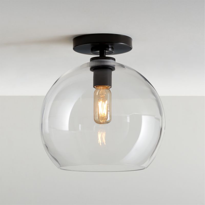 Arren Black Flush Mount Light with Large Round Clear Glass Shade added by Spoak Member