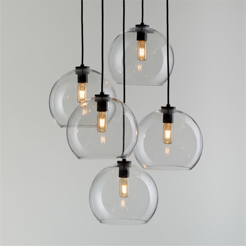 Arren Black 5-Light Round Pendant with Large Round Clear Glass Shades added by Spoak Member