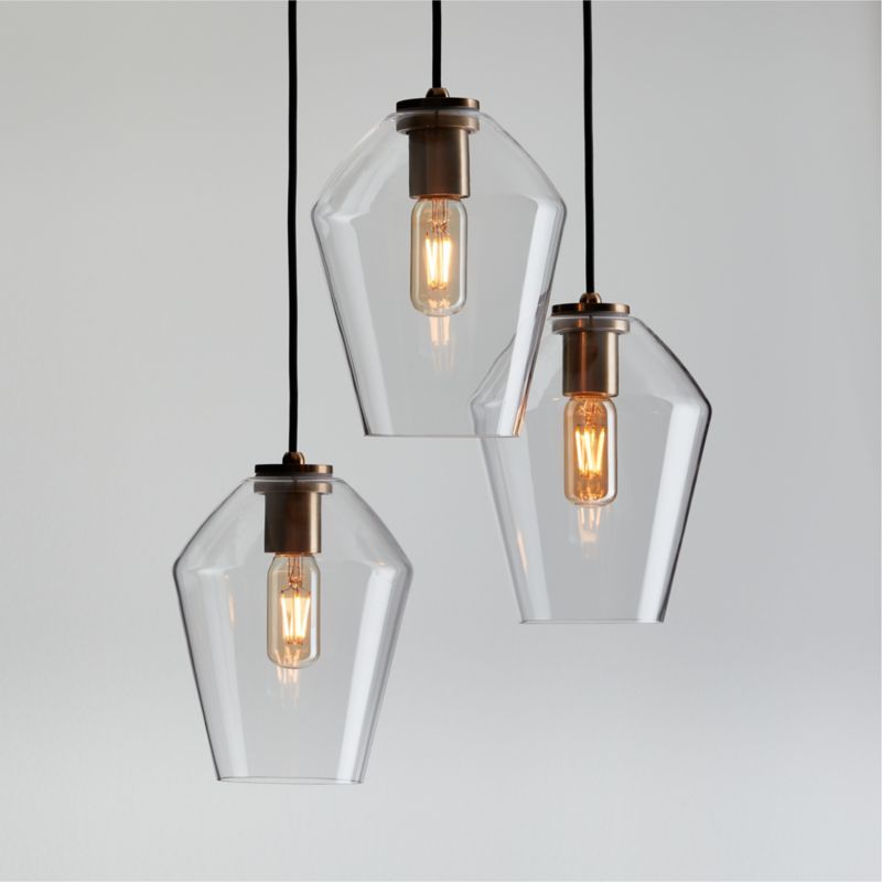 Arren Brass 3-Light Round Pendant with Angled Clear Glass Shades added by Spoak Member