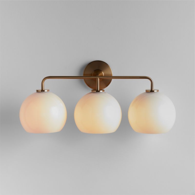 Arren Brass 3-Light Wall Sconce with Milk Round Shades added by Spoak Member