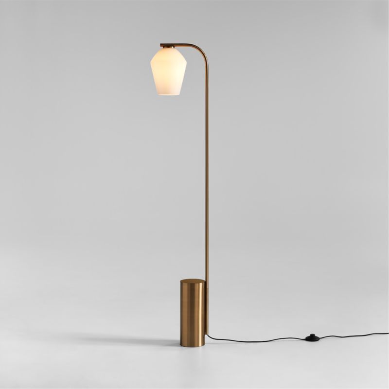 Arren Brass Floor Lamp with Milk Angled Shade 56" added by Spoak Member