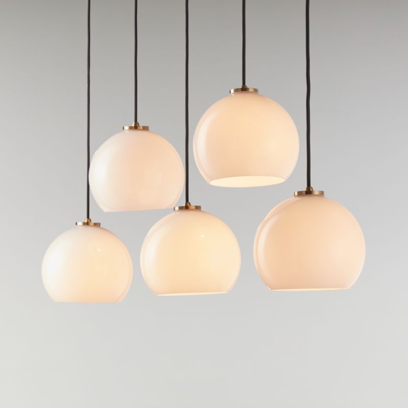 Arren Brass 5-Light Linear Pendant with Round Milk Glass Shades added by Spoak Member