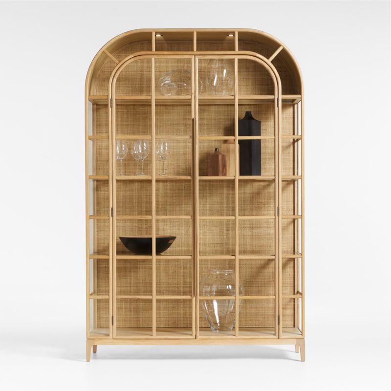 Atrium White Oak and Rattan 4-Shelf Lighted Storage Cabinet added by Spoak Member