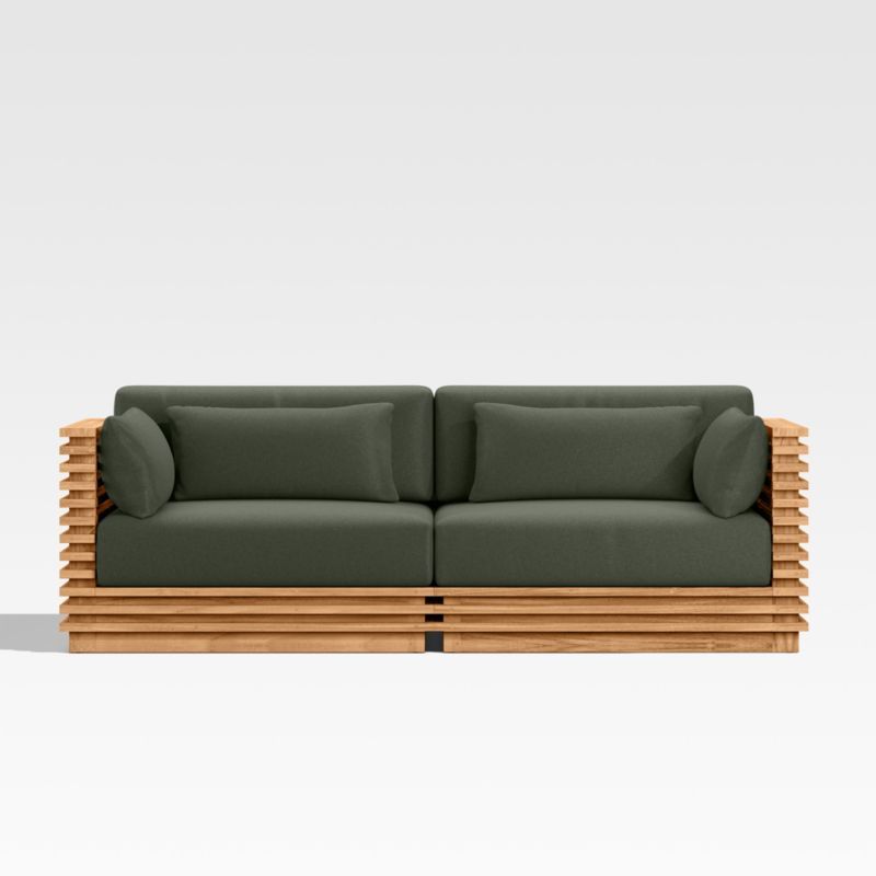 Batten 83" Natural Teak Outdoor Loveseat with Cast Sage Green Sunbrella ® Cushions added by Spoak Member