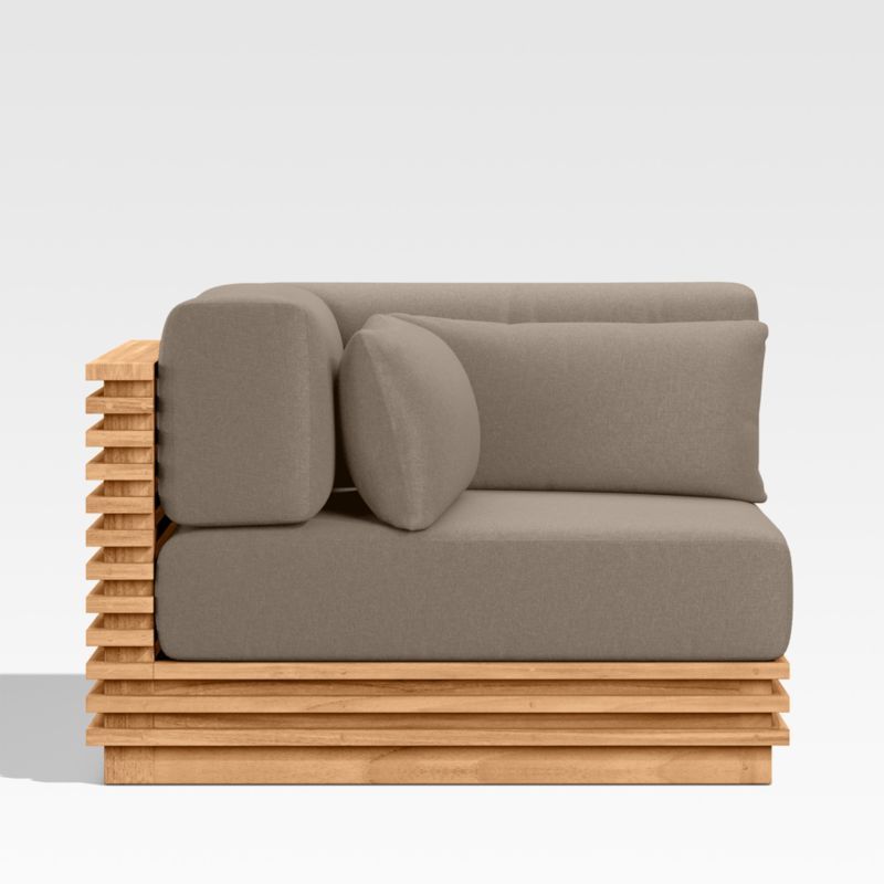Batten Natural Teak Outdoor Corner Chair with Cast Shale Brown Sunbrella ® Cushions added by Spoak Member