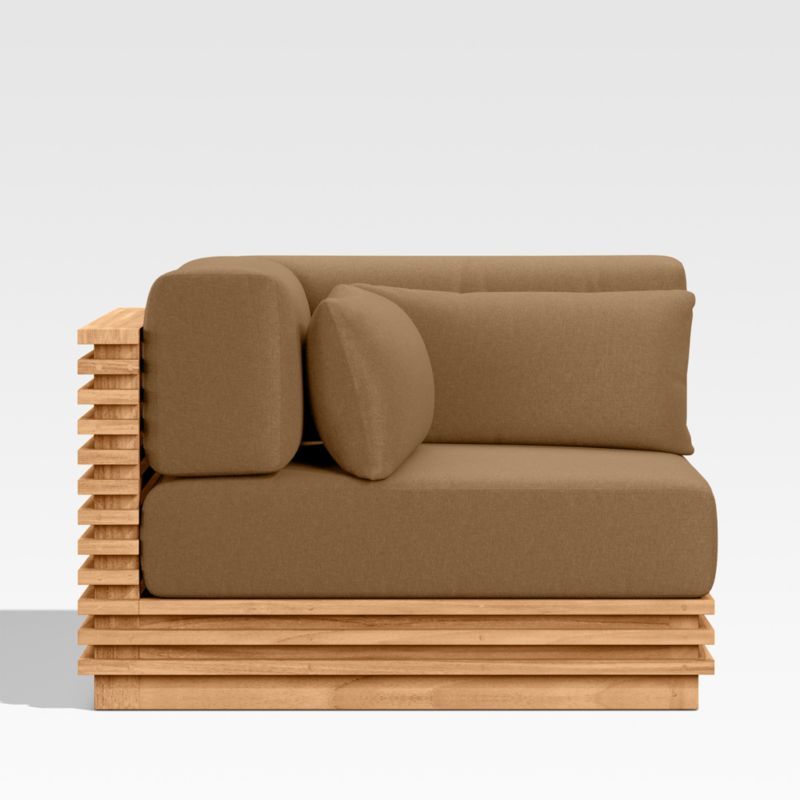 Batten Natural Teak Outdoor Corner Chair with Cast Teak Brown Sunbrella ® Cushions added by Spoak Member