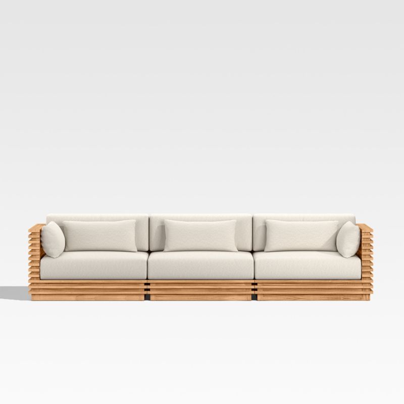 Batten 120" Natural Teak Outdoor Sofa with Oat Cushions added by Spoak Member