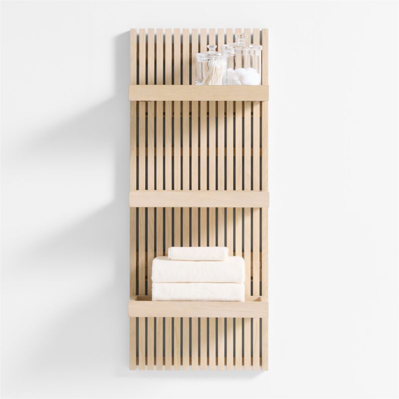 Batten 39" White Oak Wood Bath Wall Panel with 3 Bath Wall Shelves added by Spoak Member
