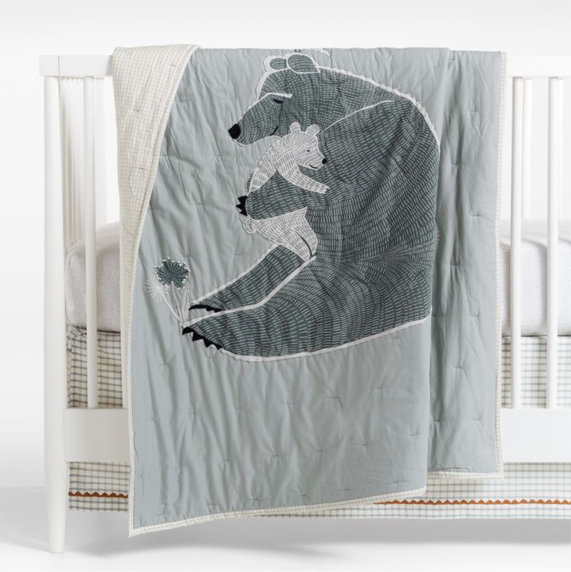 Bear Hug Embroidered Organic Cotton Voile Baby Crib Quilt added by Spoak Member