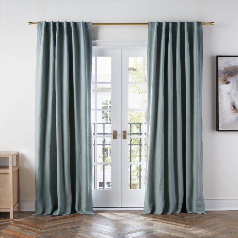 Mist Blue EUROPEAN FLAX ™-Certified Linen Blackout Window Curtain Panel 52"x84" added by Spoak Member