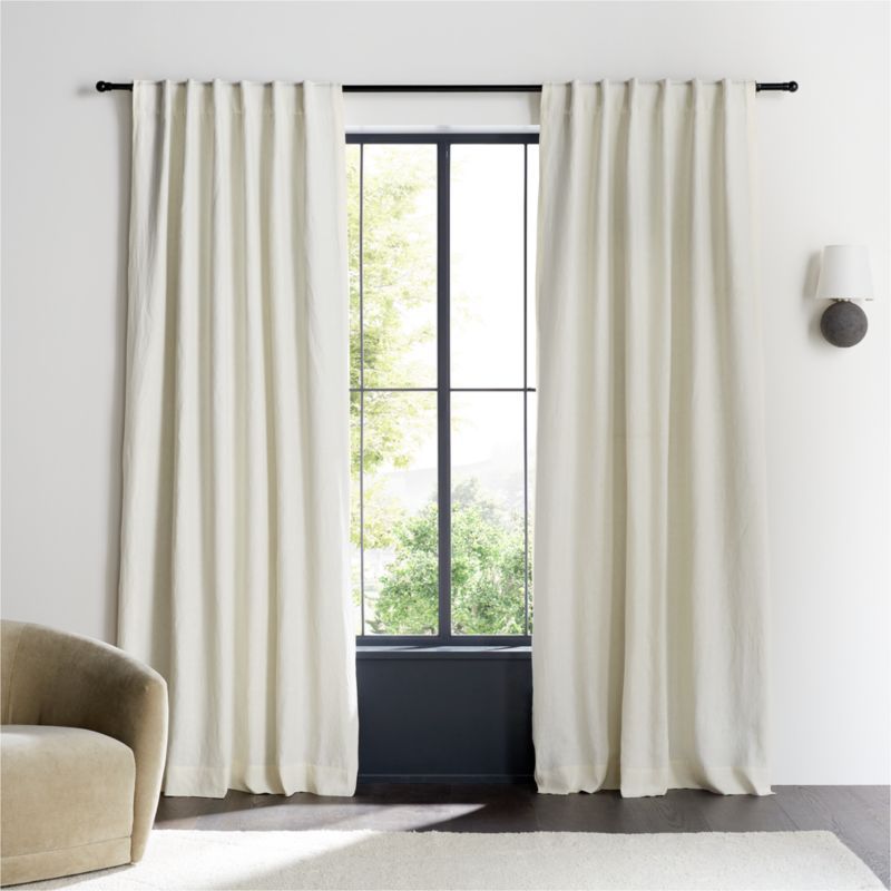 Ivory EUROPEAN FLAX ™-Certified Linen Blackout Window Curtain Panel 52"x120" added by Spoak Member
