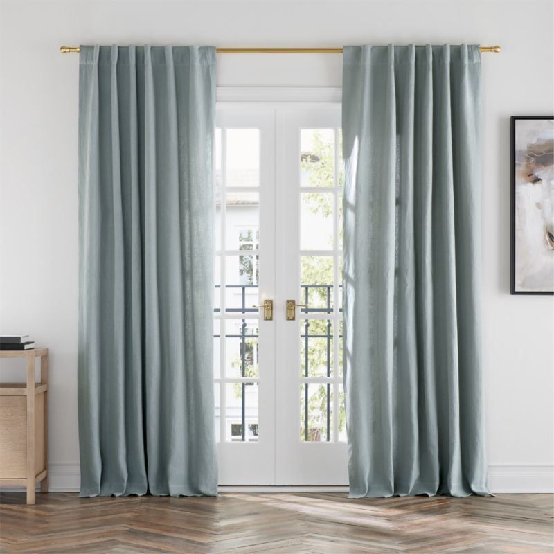Mist Blue EUROPEAN FLAX ™-Certified Linen Window Curtain Panel 52"x108" added by Spoak Member