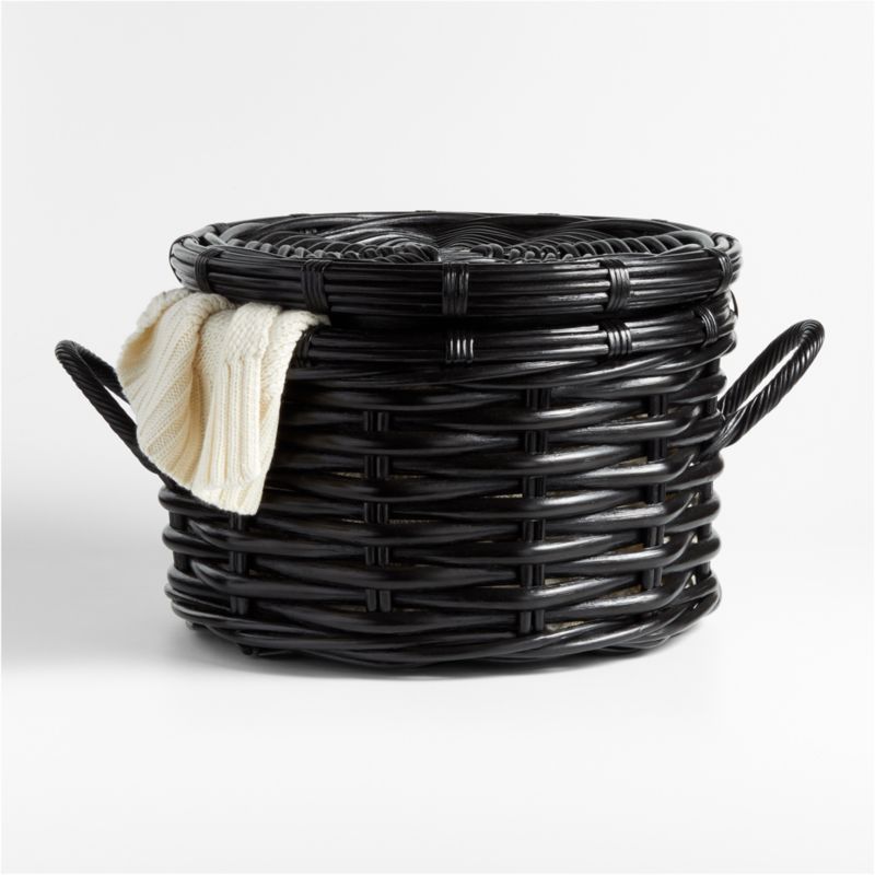 Medium Black Woven Rattan Basket withLid added by Spoak Member
