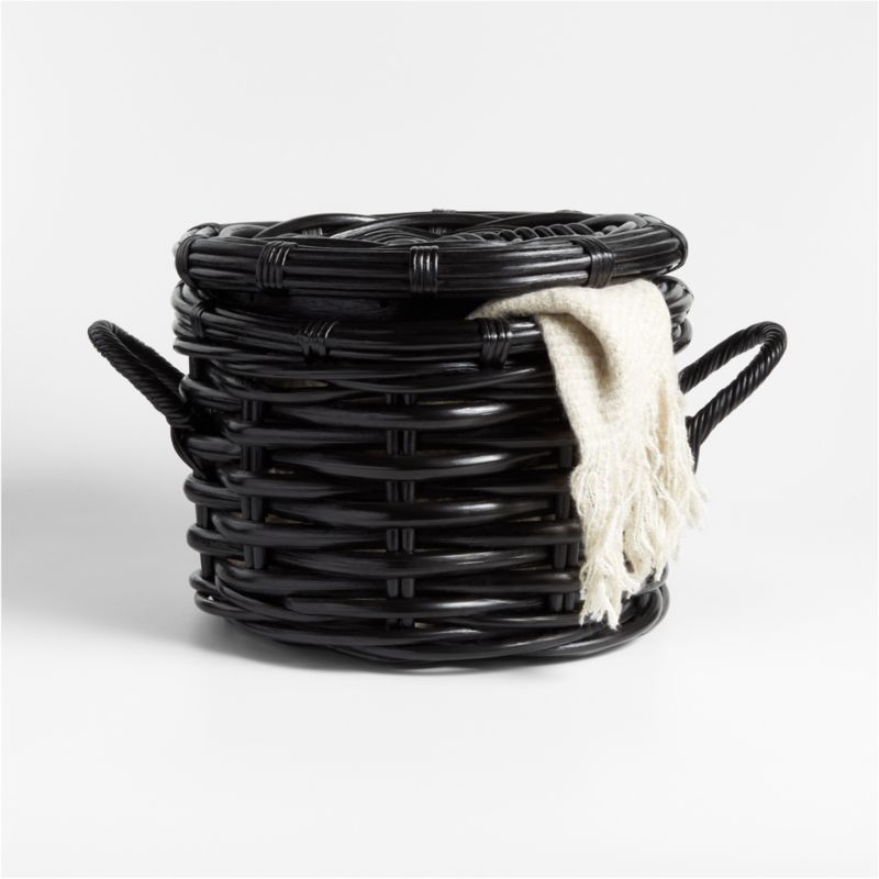 Small Black Woven Rattan Basket with Lid added by Spoak Member