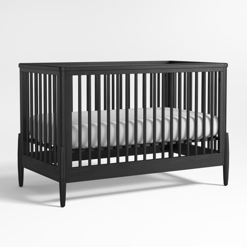 Bodie Ebonized Black Oak Wood Convertible Baby Crib with Toddler Bed Rail added by Spoak Member
