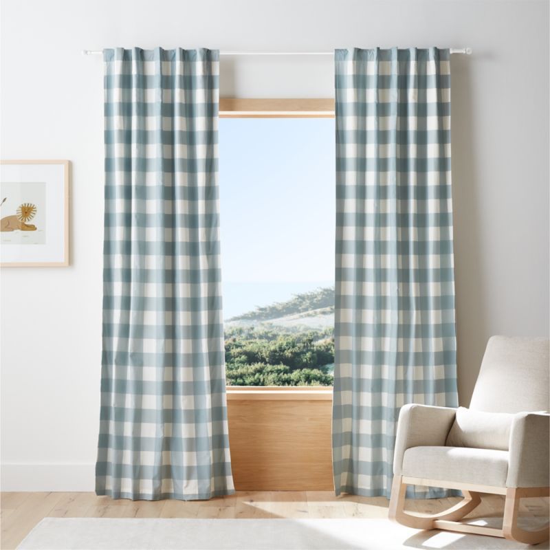 Blue Buffalo Check Cotton Blackout Window Curtain Panel 44"x84" added by Spoak Member