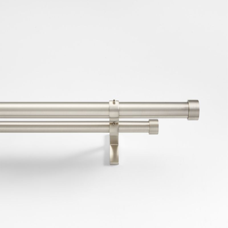 Brushed Nickel 1" Double Curtain Rod and End Cap Finials Set 120"-170" added by Spoak Member