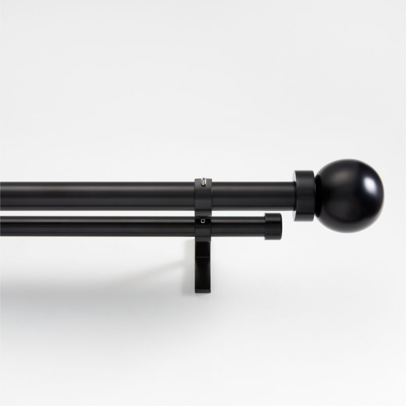 Black 1" Double Curtain Rod and Large Round End Cap Finials Set 120"-170" added by Spoak Member