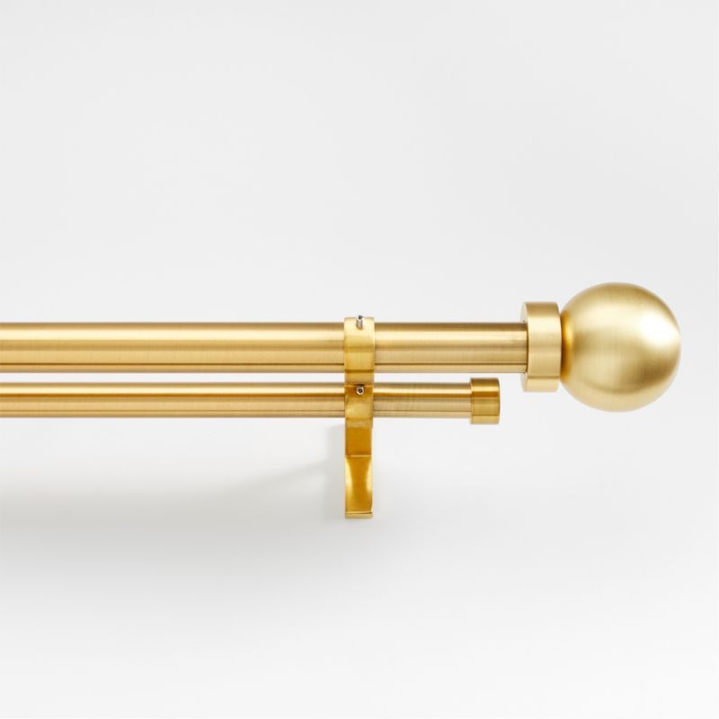 Brass 1" Double Curtain Rod and Large Round End Cap Finials Set 48"-88" added by Spoak Member