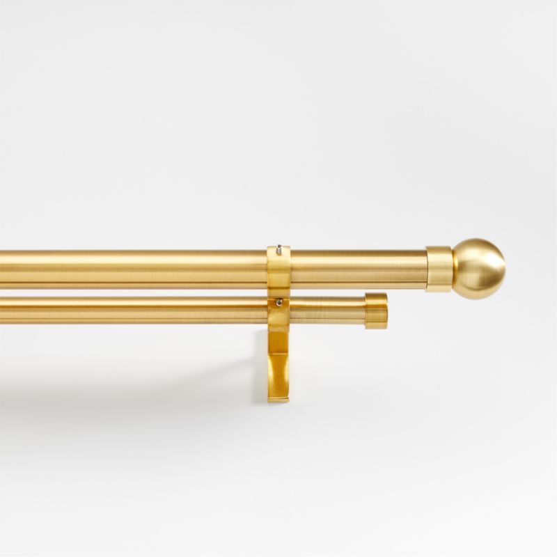 Brass 1" Double Curtain Rod and Small Round End Cap Finials Set 48"-88" added by Spoak Member