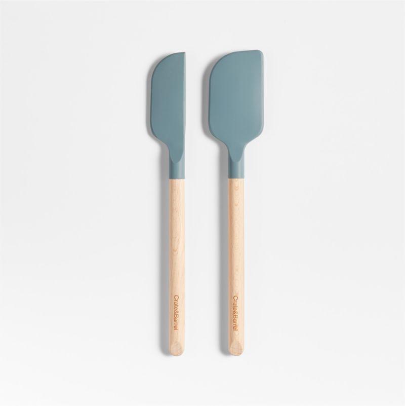 Crate & Barrel Deep Sage Green Silicone and Wood Mini Scraper Spatulas, Set of 2 added by Spoak Member