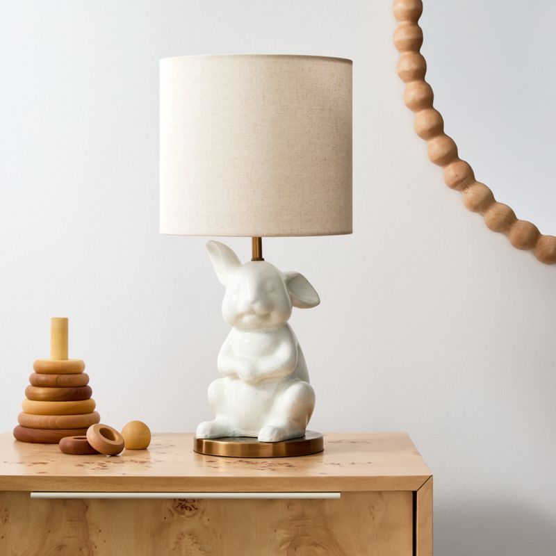 White Crackled Ceramic Woodland Bunny Kids Table Lamp added by Spoak Member