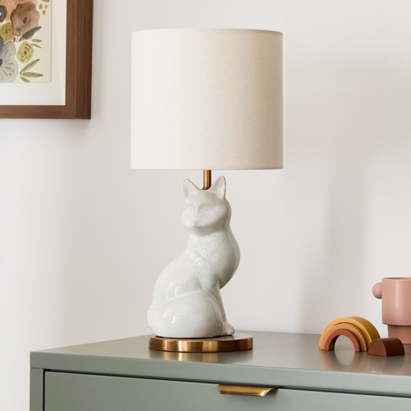 White Crackled Ceramic Woodland Fox Kids Table Lamp added by Spoak Member