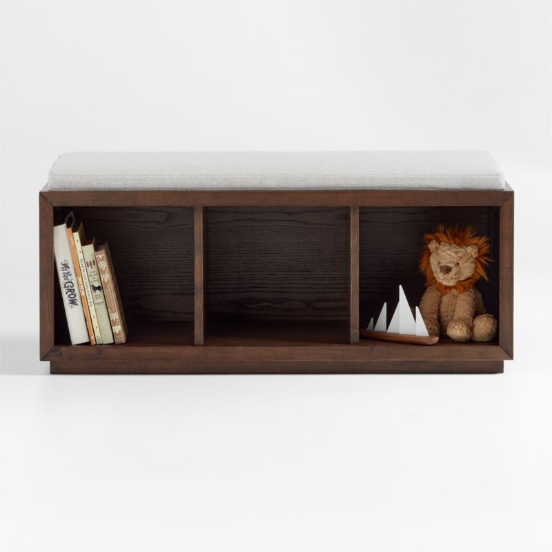 Cade Deep Brown Wood 3-Cube Bookcase Bench with Natural Bench Cushion added by Spoak Member