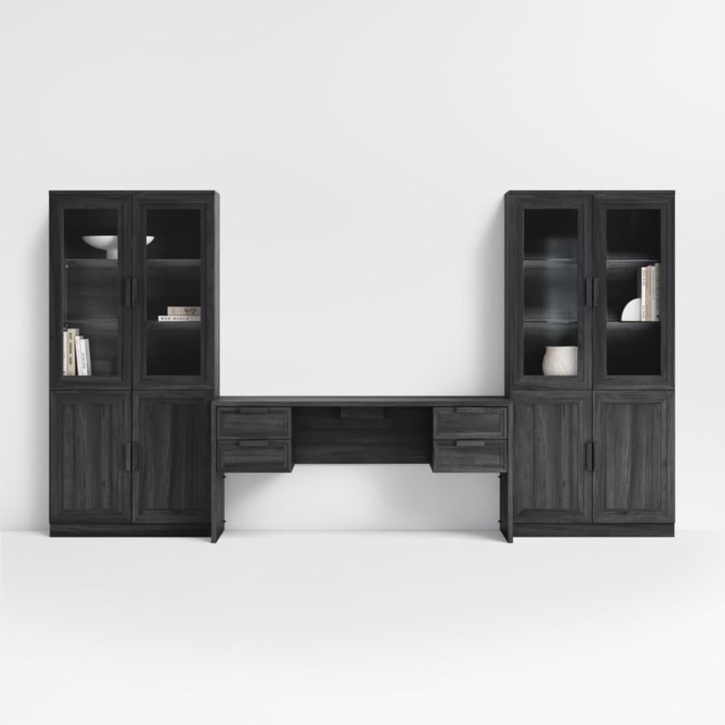 Calypso 136" Black Wood Desk Set with Glass and Wood Storage Cabinet added by Spoak Member