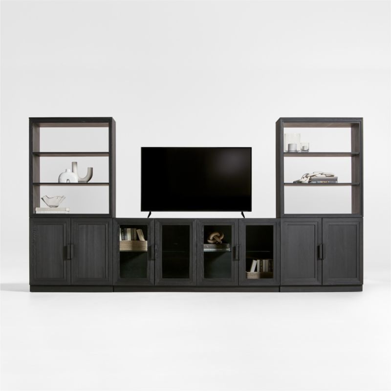 Calypso 144" Black Wood Media Console Set with Wood Door Bookcase added by Spoak Member