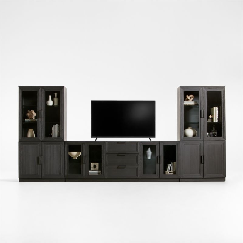 Calypso 162" Black Wood Media Console Set with Glass and Wood Storage Cabinet added by Spoak Member