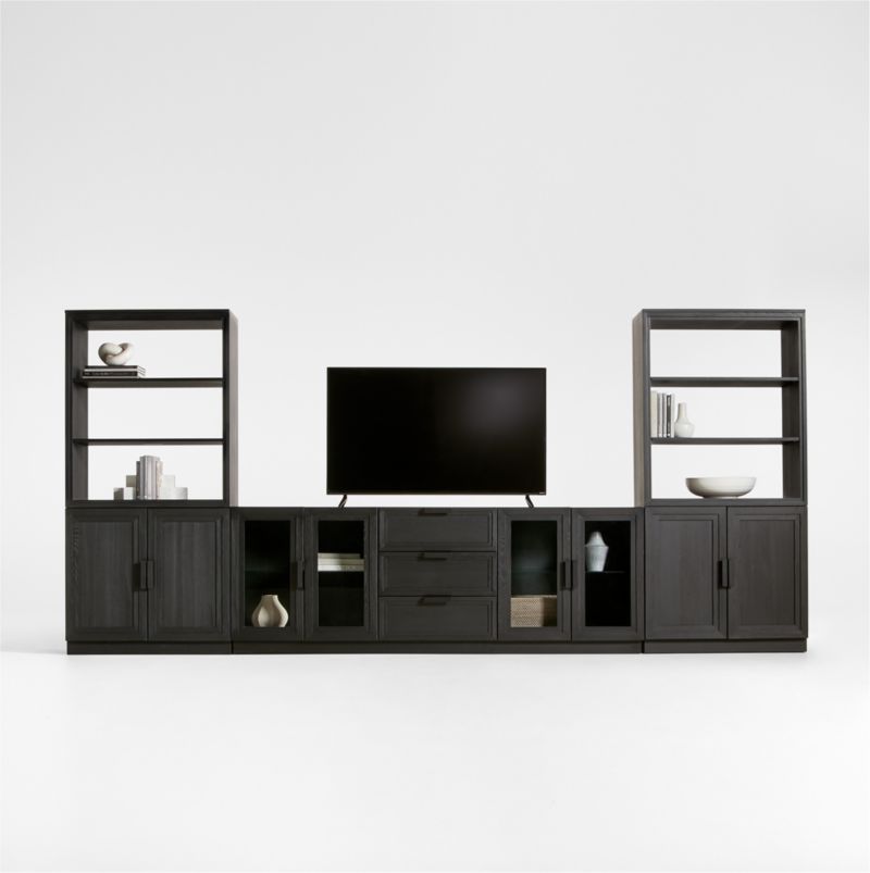Calypso 162" Black Wood Media Console Set with Wood Door Bookcase added by Spoak Member