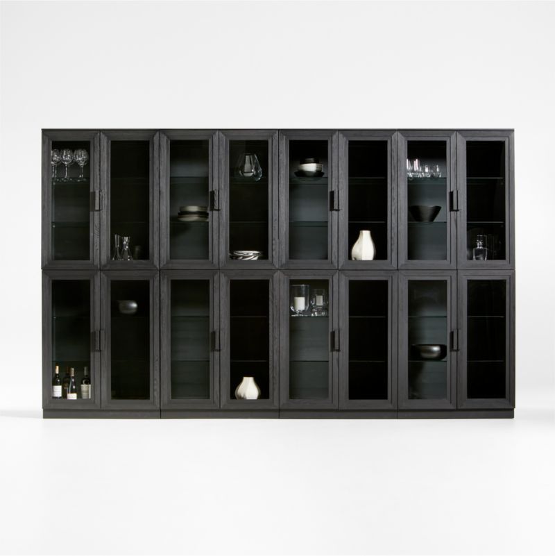 Calypso 144" Black Wood Glass-Door Storage Cabinet Set added by Spoak Member