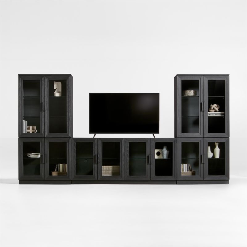Calypso 144" Black Wood Media Console Set with Glass Storage Cabinet added by Spoak Member