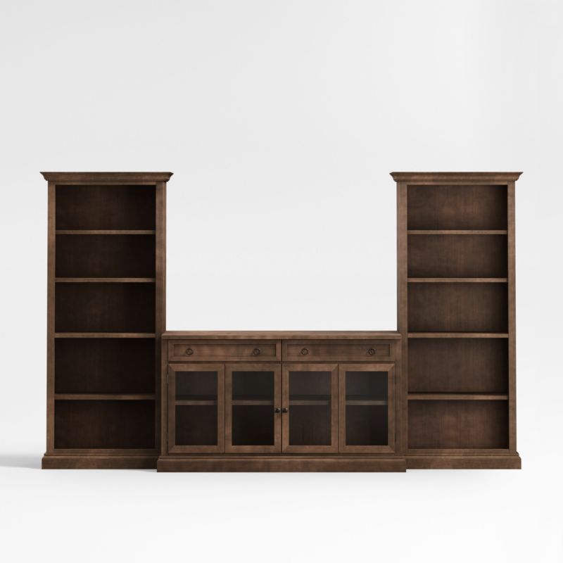 Cameo Nero Noce 3-Piece Glass Door Entertainment Center with Open Bookcases added by Spoak Member