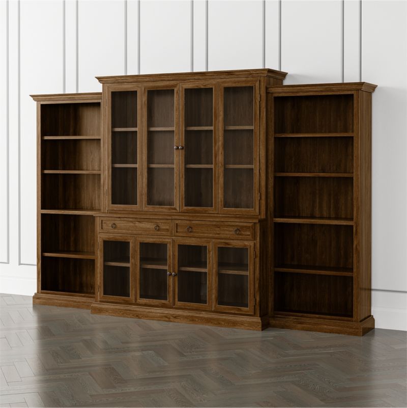 Cameo Nero Noce 4-Piece Glass Door Wall Unit with Open Bookcase added by Spoak Member