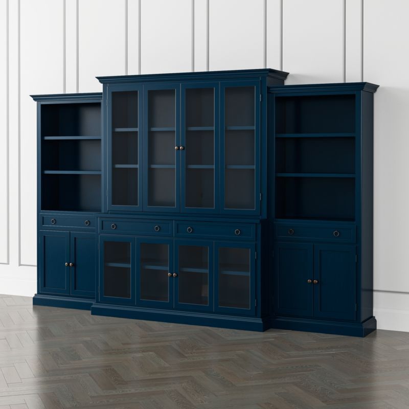 Cameo Indigo 4-Piece Glass Door Wall Unit with Storage Bookcases added by Spoak Member