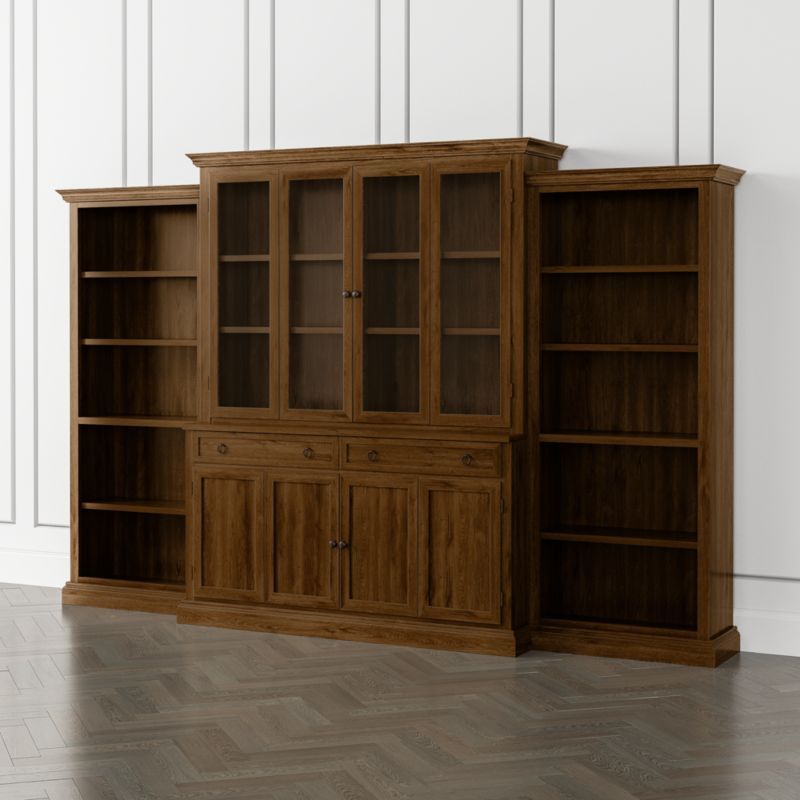 Cameo Nero Noce 4-Piece Glass and Wood Door Wall Unit with Open Bookcases added by Spoak Member