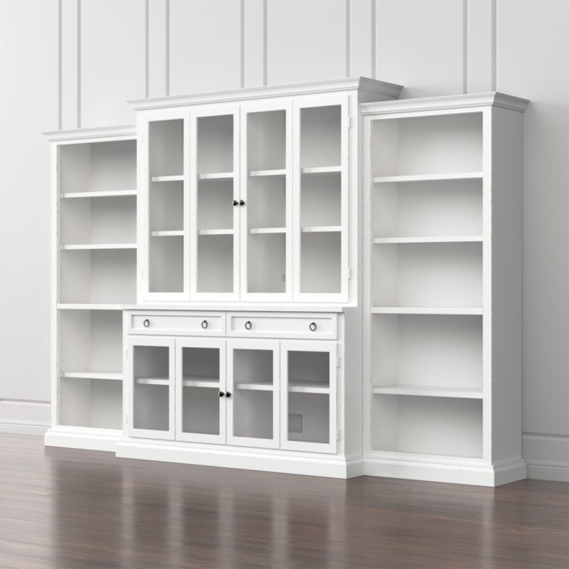 Cameo 4-Piece Modular White Glass Door Wall Unit with Open Bookcases added by Spoak Member