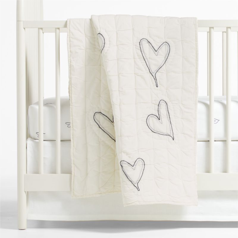 Charcoal Heart Organic Cotton Baby Crib Quilt by Leanne Ford added by Spoak Member