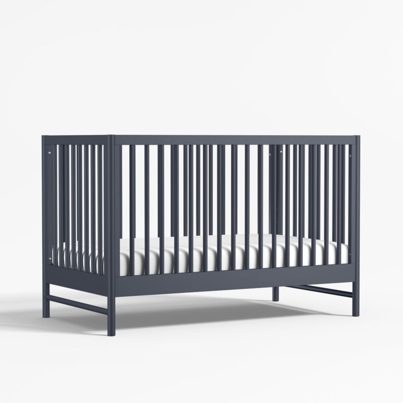 Classic Deep Navy Blue Wood Convertible Baby Crib with Toddler Bed Rail added by Spoak Member