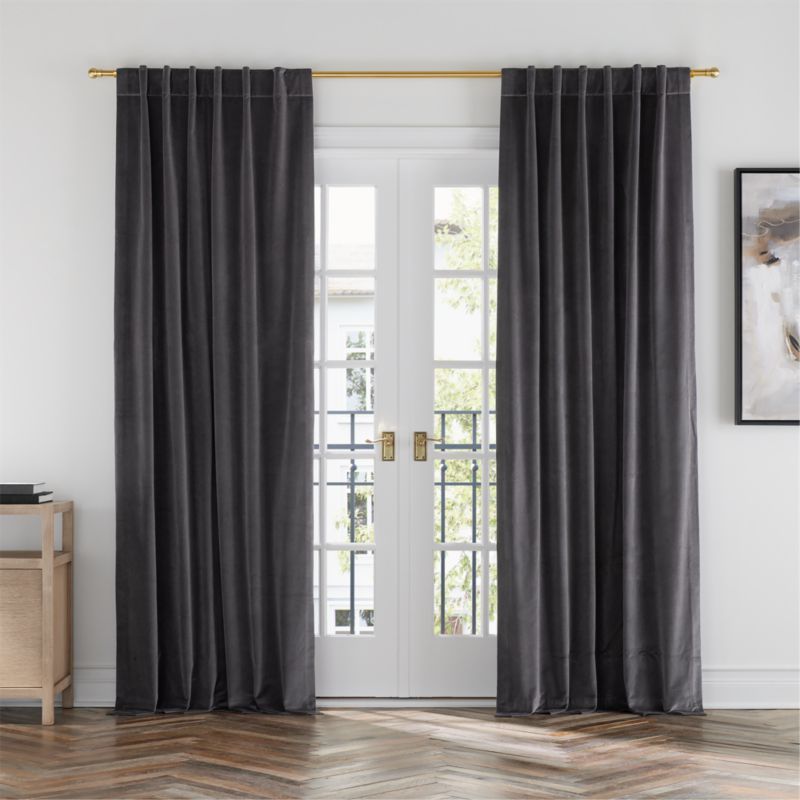 Storm Grey Cotton Velvet Window Curtain Panel with Lining 48"x96" added by Spoak Member