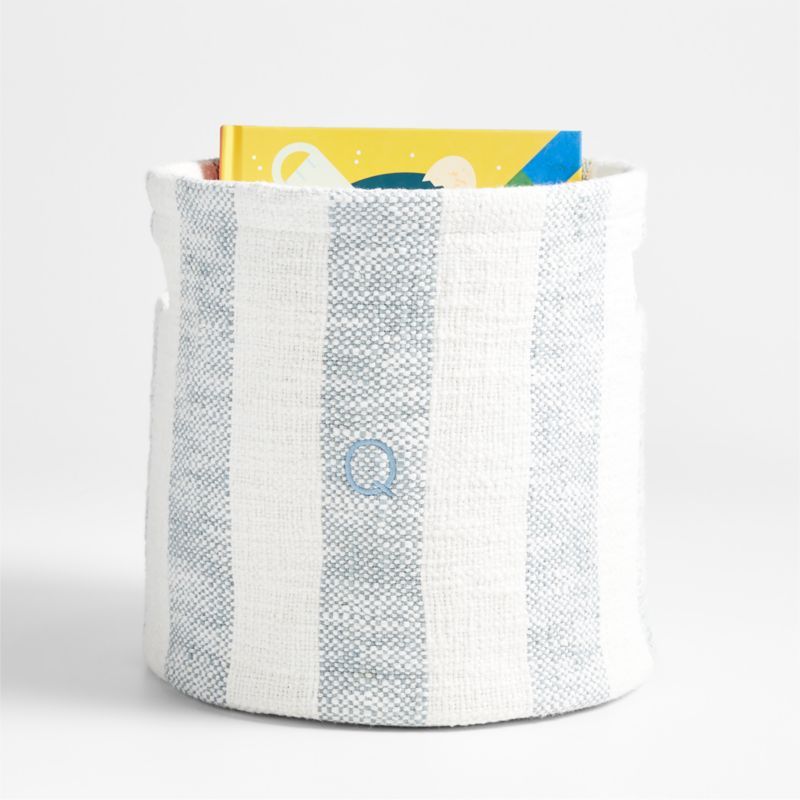 Cove Mist Blue Organic Cotton Striped Shelf Storage Bin added by Spoak Member