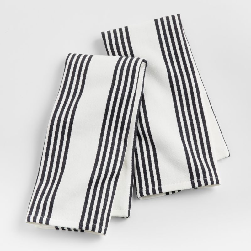 Cuisine Stripe Black Organic Cotton Kitchen Towels, Set of 2 added by Spoak Member