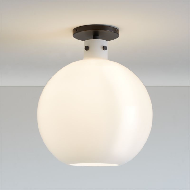 Dakota Black Flush Mount Light with Large Milk White Glass Globe added by Spoak Member