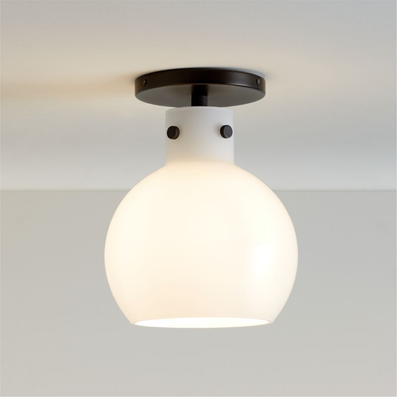 Dakota Black Flush Mount Light with Small Milk White Glass Globe added by Spoak Member