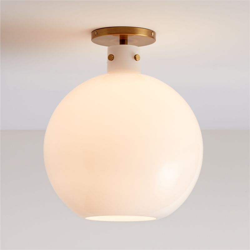 Dakota Brass Flush Mount Light with Large Milk Glass Dome added by Spoak Member