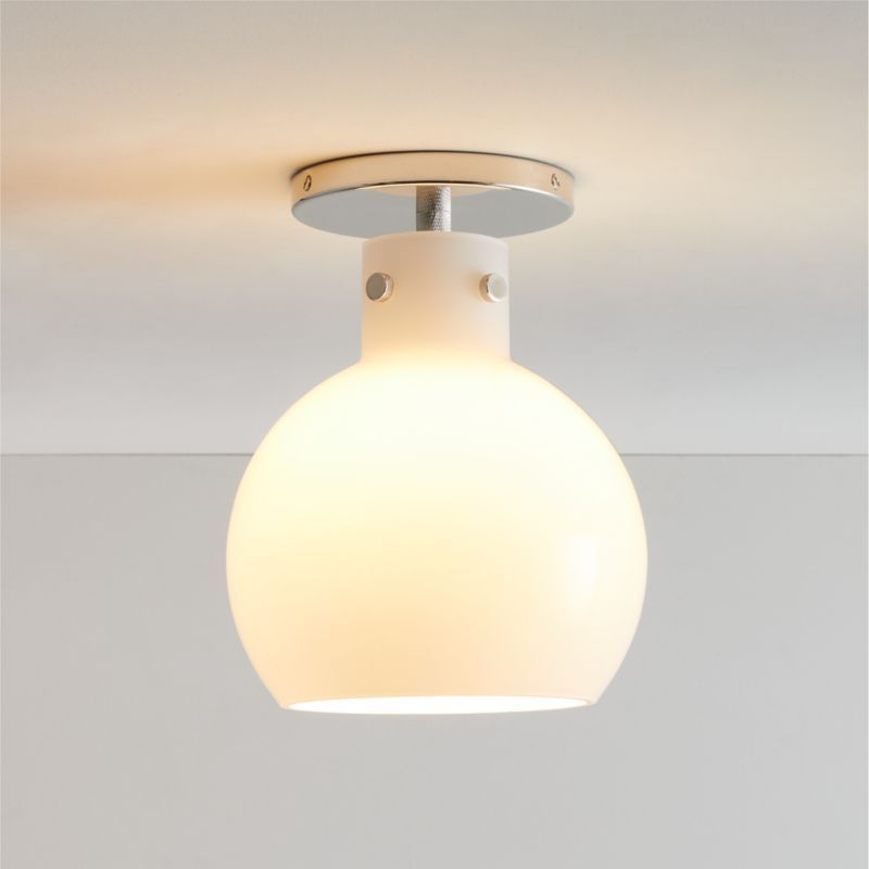 Dakota Chrome Flush Mount Light with Small Milk White Glass Globe added by Spoak Member