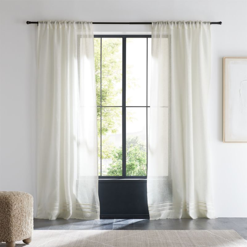 Ivory EUROPEAN FLAX ™-Certified Linen Sheer Stripe Window Curtain Panel 52"x84" added by Spoak Member